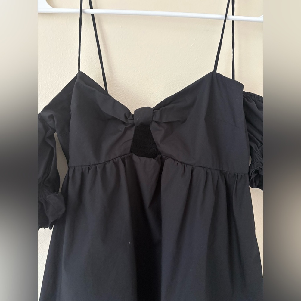A New Day Black Sleeveless Tie Front Midi Dress Size Small - Picture 7 of 11